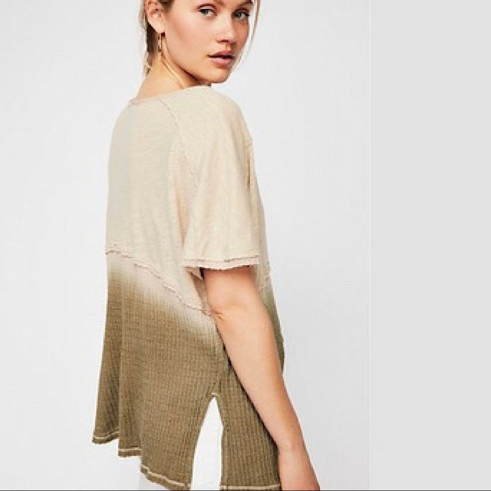 FREE PEOPLE Sun Dial Tee In Sand Combo NWT - Picture 3 of 4